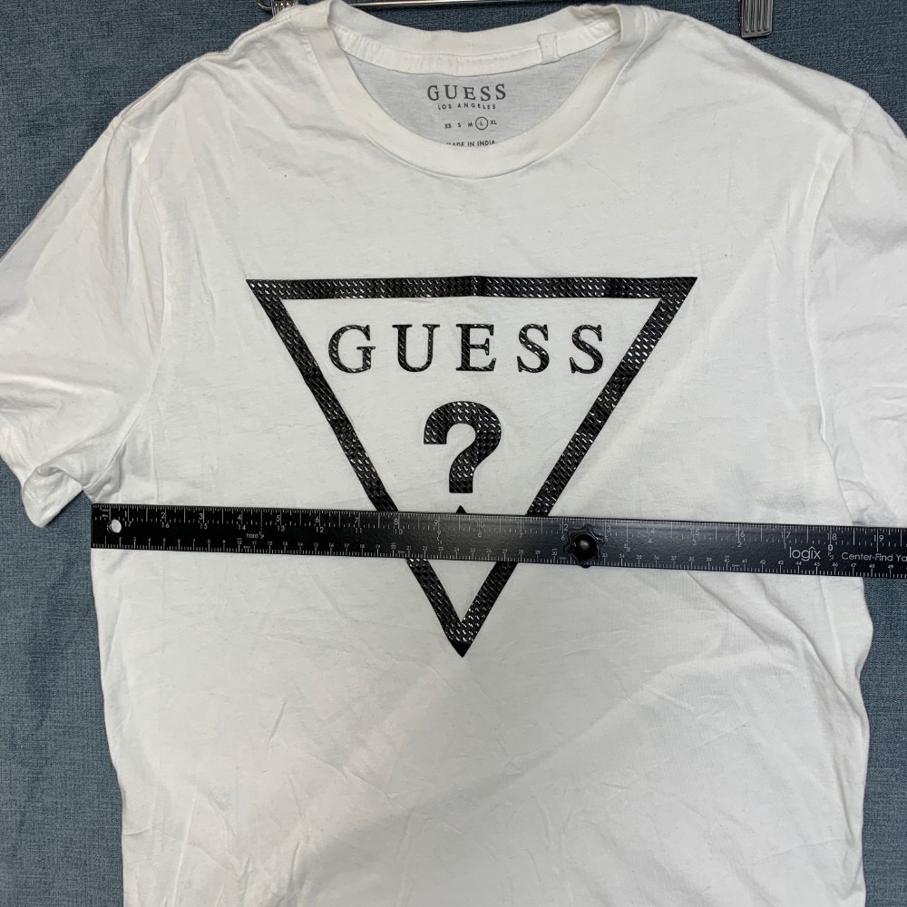 Guess T Shirt Mens Large White Graphic Spell Out Logo Crew Neck Short Sleeve - Picture 13 of 16